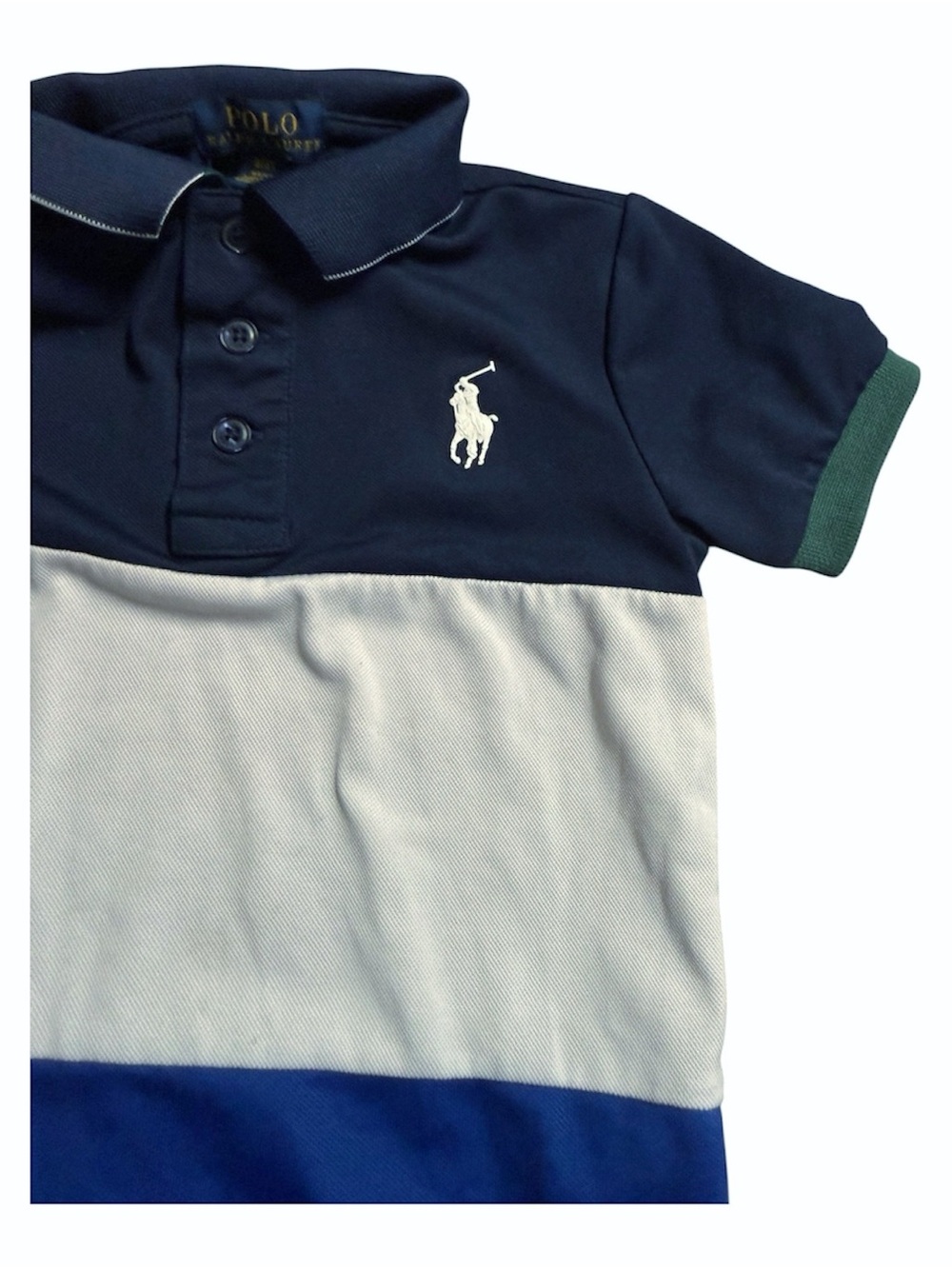 Polo by Ralph Lauren Navy White Royal Blue Colorblock Polo - Picture 3 of 5